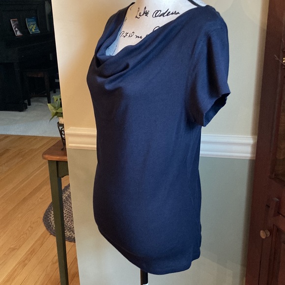 Navy drape neckline tee - Picture 2 of 5